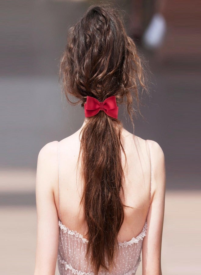 Mxxipp 3pcs Bow Hair Scrunchie for Women, Elastic Ribbon Bow Hair Ties, Bowknot Ponytail Holders Hair Accessories for Thick Thin Curly Straight Long Hair- Black & Red & White - Image 4